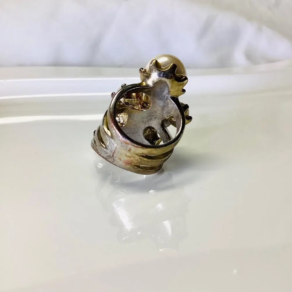 Large Artificial Pearls Statement Ring